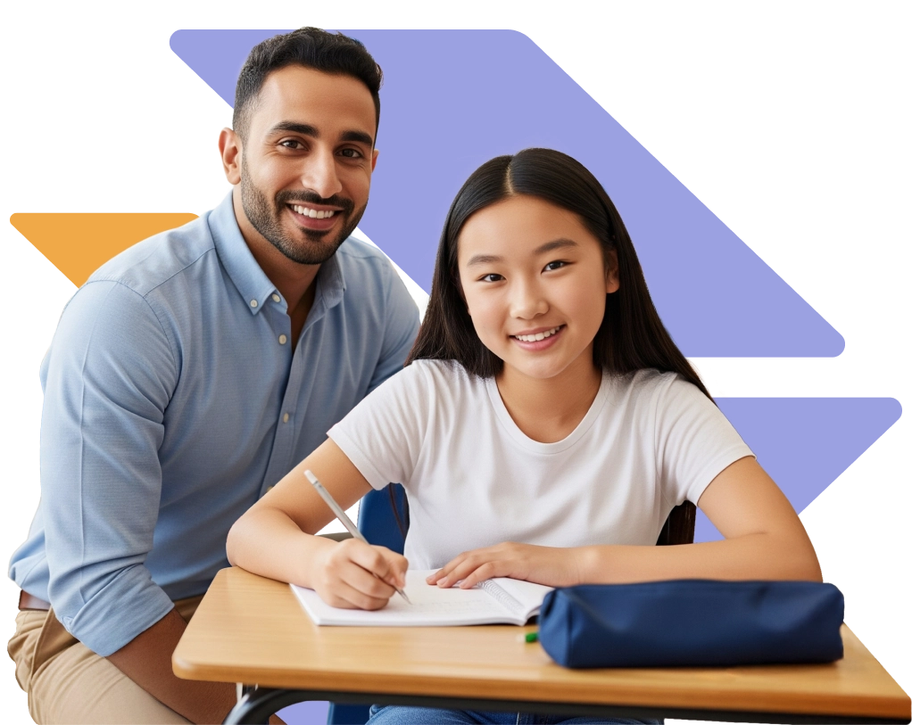 Homepage 10 una studentessa scrive i compiti su un quaderno in secondo piano il suo docente
